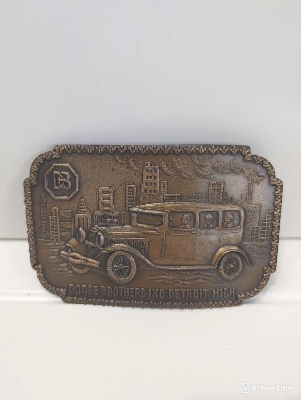 Vintage Rare Dodge Brothers Inc Auto Detroit, MI Men brass bronze Belt Buckle